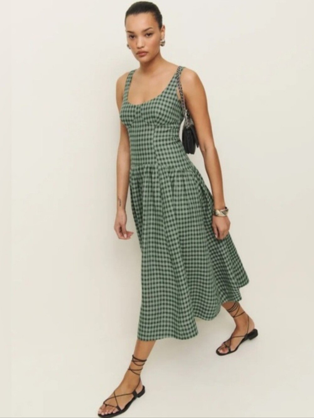 Like New Reformation Roslyn Linen Dress in Cactus Size 6